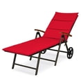 thumbnail image 1 of Topbuy Chaise Longue d'Extérieur en Rotin Osier avec Roues - Ensemble de 1, Rouge, 1 of 10