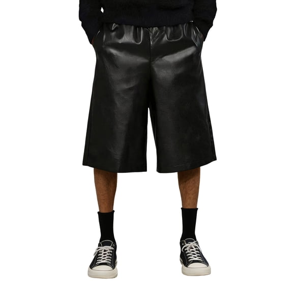 Casual Everyday Five-Pocket Shorts for Men with Elastic Waist and Breathable Fabric Mid-Thigh Length for Spring Summer