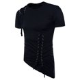 thumbnail image 5 of Jovati Short Sleeve Round-Neck T-Shirt for Men, Cotton Blend, Irregular Knit Rope Detail, Solid Color, Casual Fit, Breathable Summer Top, 5 of 5
