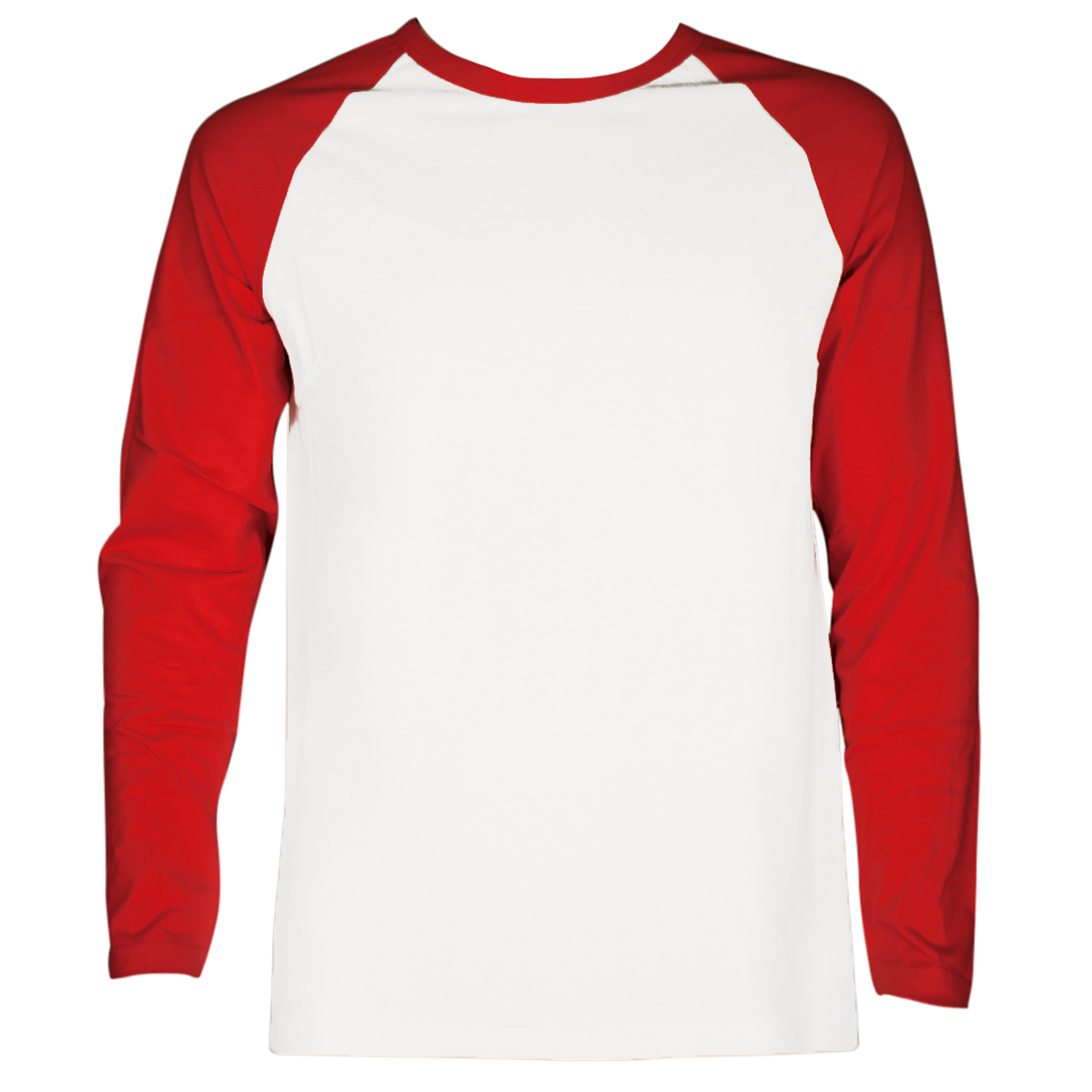 SLM Men's Long Sleeve Cotton Baseball Raglan Tee Shirt Jersey -White/Red-3XL