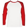 thumbnail image 1 of SLM Men's Long Sleeve Cotton Baseball Raglan Tee Shirt Jersey -White/Red-Small, 1 of 5