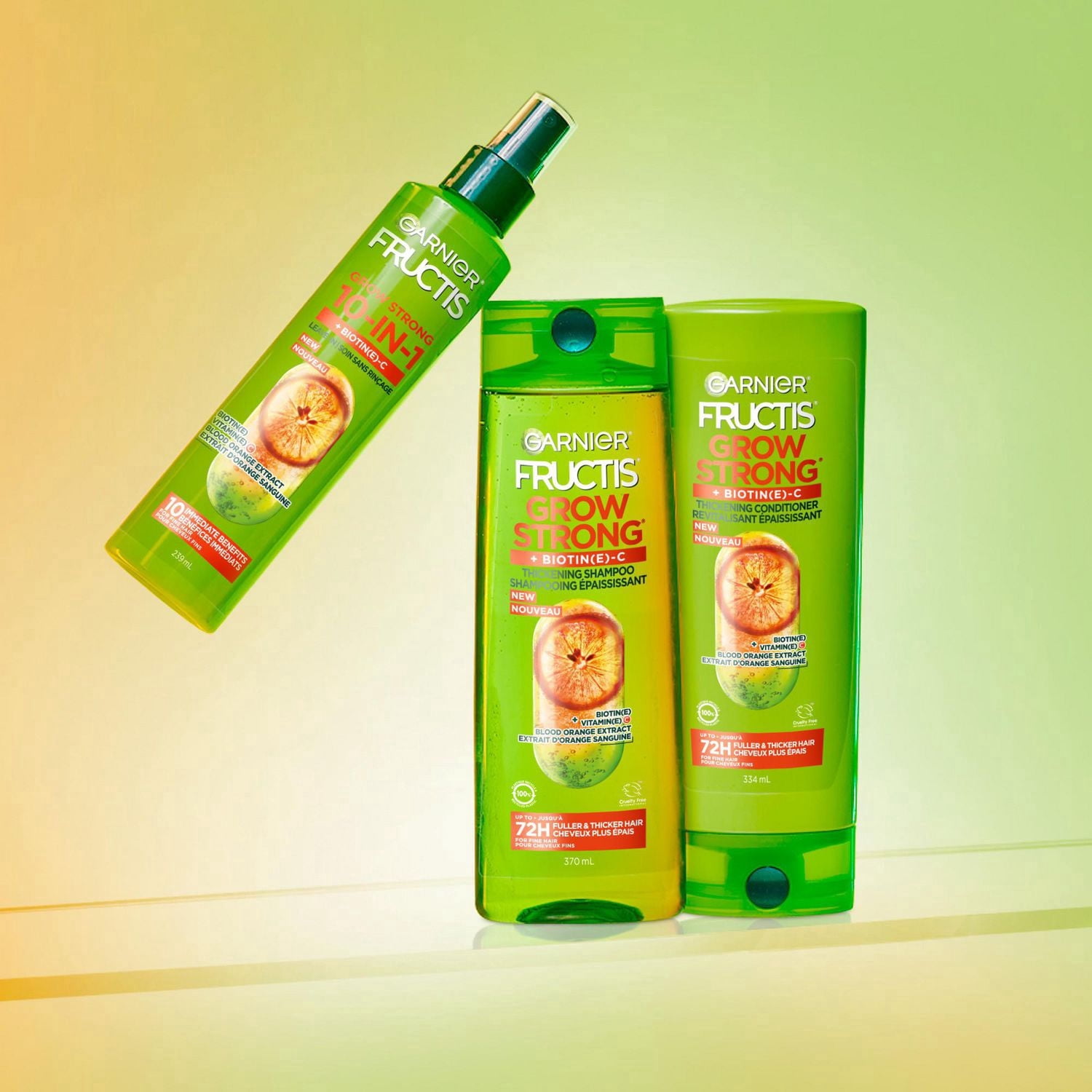 Garnier Fructis Grow Strong Revitalisant Épaississant pour Cheveux Fins, avec Vitamine C
