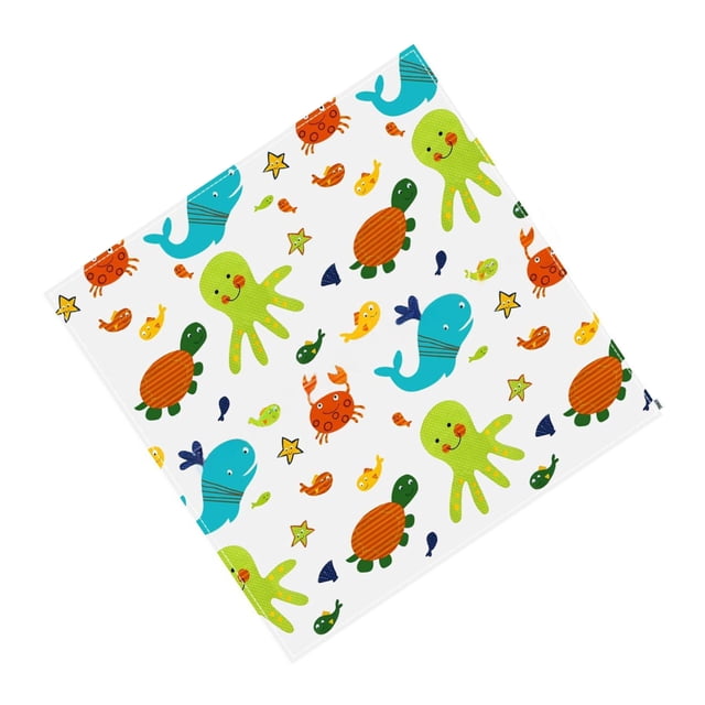 Decodeary Anti-Slide Design Childrens Crawling Carpet For Home And Dining Chair Children's Crawling Carpet Kid Game Activity Rug sea world 110*110cm 1Set