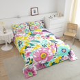 thumbnail image 4 of Erosebridal Floral Flower Bedding Full Comforter Set, Spring Plant Comforter Sets Full Size, Female Princess Reversible Down Comforter, Breathable Room Decoration, 3-Piece, 4 of 8