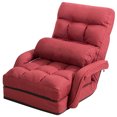 thumbnail image 1 of Costway Fauteuil de Sol Pliant avec Dossier Réglable à 6 Positions et Coussin Lombaire Rouge, 1 of 10