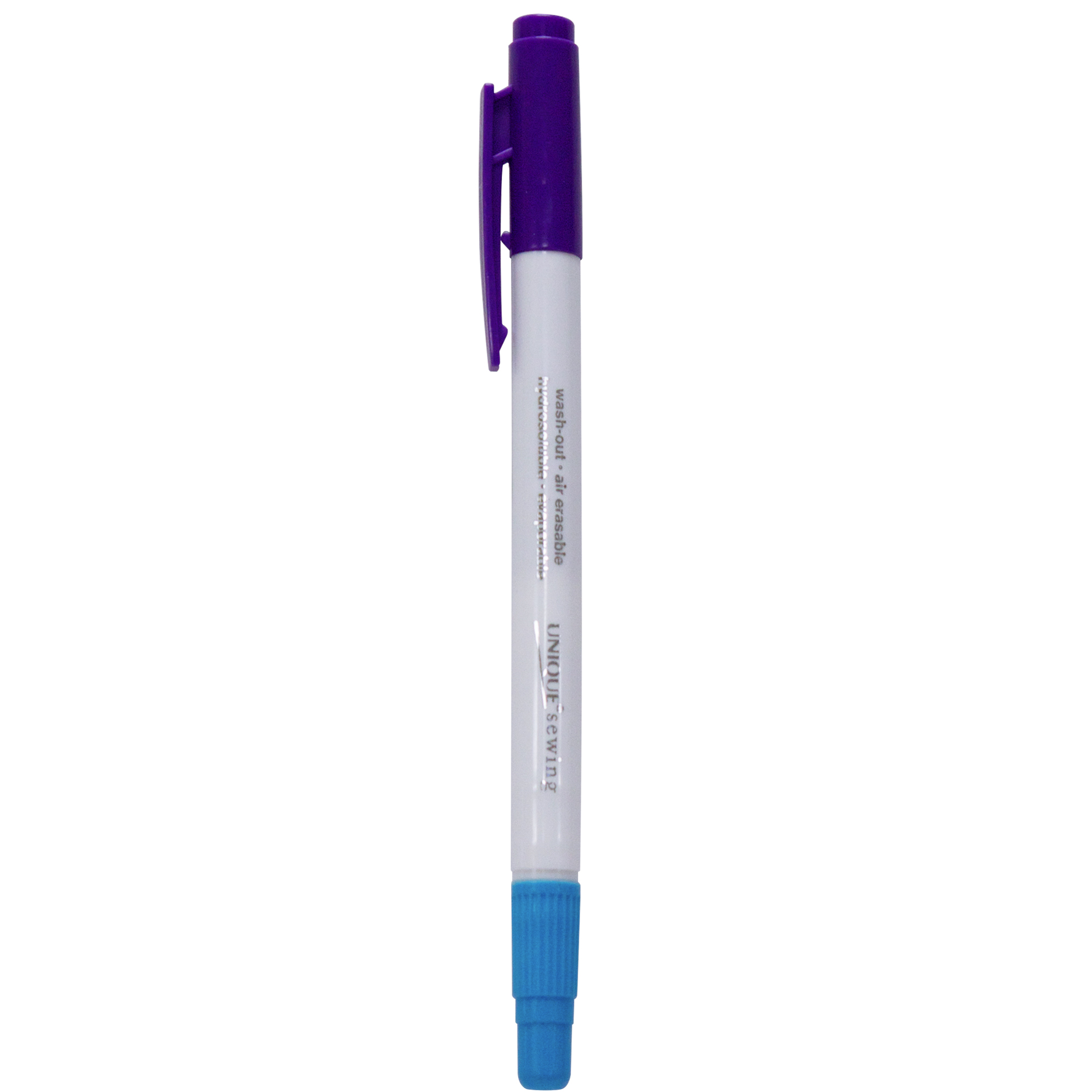 UNIQUE SEWING crayon marqueur 2-en-1 à double pointe fine, lavable bleu et effaçable à l’air mauve