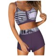 thumbnail image 1 of Huesdet Women High Waisted Bikini Sets Tummy Control Swimsuits Two Piece Swim Suits 2025 Color Block Halter Bathing Suits(Grey,XXL), 1 of 6