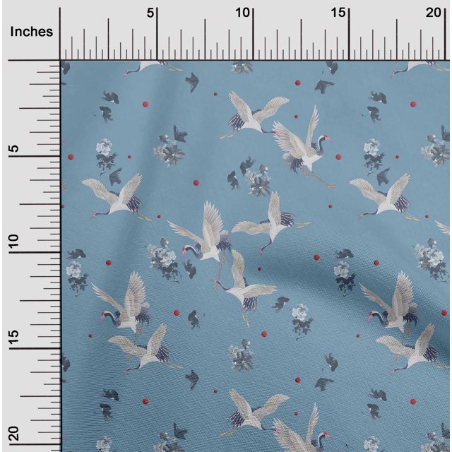 oneOone Viscose Chiffon Fabric Dot|Floral & Stork Bird Print Fabric By The Yard 42 Inch Wide
