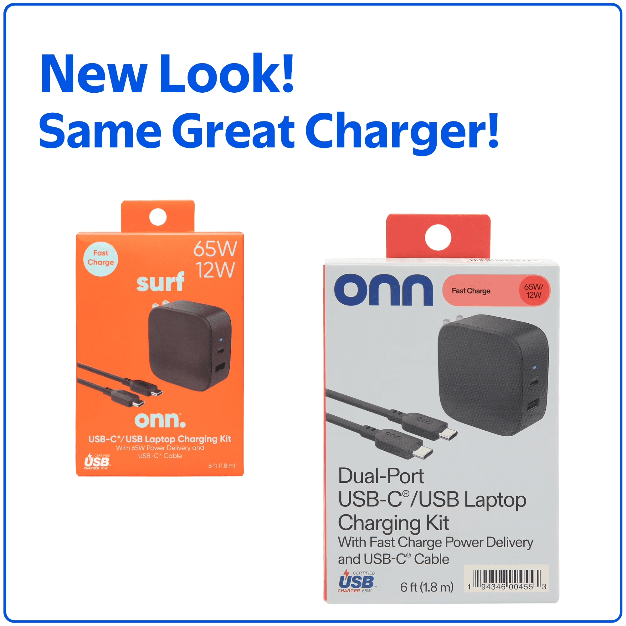 onn Chargeur GaN de 65 W/12 W pour ordinateur portable