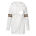 thumbnail image 2 of Lady Maternity Stripe Print Patchwork Nursing Breastfeeding Hoodie Sweatershirt, 2 of 6
