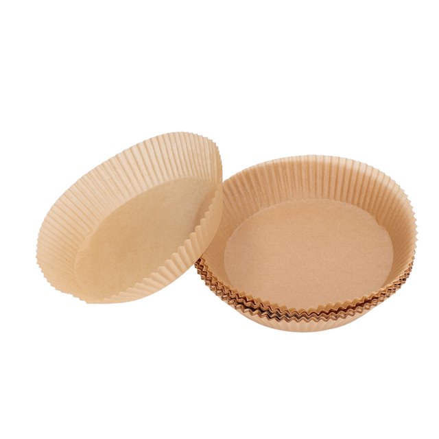 Papier Cuisson pour Friteuse, Résistant à l'Huile et à la Chaleur Rond Antiadhésif Jetable 50 Pcs Papier Cuisson de Qualité Alimentaire pour Restaurant Marron