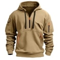 thumbnail image 3 of Ketyyh-chn99 Men's Tracksuits Hoodied 2 Piece Track Suits Set Men's Sports Two Piece Solid Color Multipocket Half Zipper Hooded Sweater Color Matching Waist Casual Pants Size for 3XL,Khaki, 3 of 4