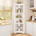 thumbnail image 2 of Patiojoy 67'' Tall Corner Cabinet Space-saving Triangular Buffet Cabinet w/ 4 Tempered Glass Doors, 2 of 9