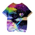 thumbnail image 5 of EGNMCR Chemisiers et Chemises à Manches Courtes à Col Rond Tout-Petits Enfants Garçons Filles Mode Mignon Col Rond Imprimé Haut à Manches Courtes Blouse Fille, 5 of 5