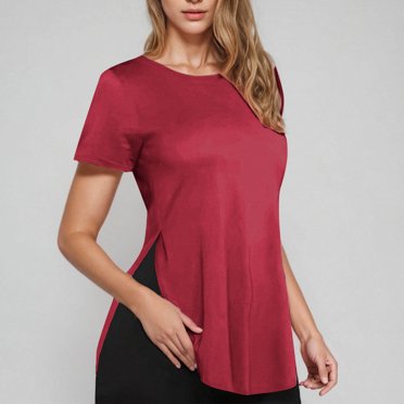 AherBiu T-Shirts pour Femmes à Col Rond, Coupe Ample, Décontractés, Manches Courtes, Hauts Surdimensionnés en Coton, T-Shirt Basique, T-Shirts