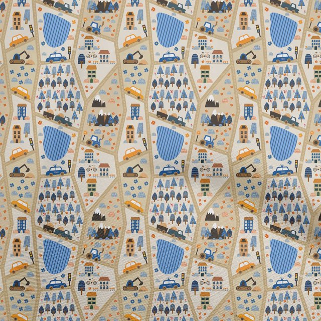 oneOone Polyester Spandex Medium Blue Fabric Travel Sewing Material Print Fabric By The Yard 56 Inch Wide