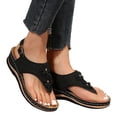 thumbnail image 3 of Kcodviy Ergonomic Design Wedge Toe Jeweled Sandals for Women Post Sandals Mitigate Foot Lace Up Sandals for Women Fatigue Comfortable and Functional Furry Sandals Women Shoes, 3 of 7