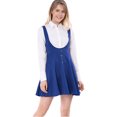thumbnail image 3 of INSPIRE CHIC Robe Chasuble Salopette de Noël pour Femme Décor de Boutons Jupe Évasée à Bretelles Bleu Indigo m, 3 of 6