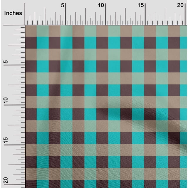 oneOone Cotton Poplin Twill Turquoise Blue Fabric Gingham Check Sewing Craft Projects Fabric Prints By Yard 56 Inch Wide