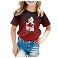 thumbnail image 1 of PMVFHDE Canada Day T-Shirt à Motif Imprimé de Feuille d'Érable Haut Musical Filles T-Shirt à Manches Courtes T-Shirt d'Été à Col Rond Coupe Décontractée Chandails de Base, 1 of 4