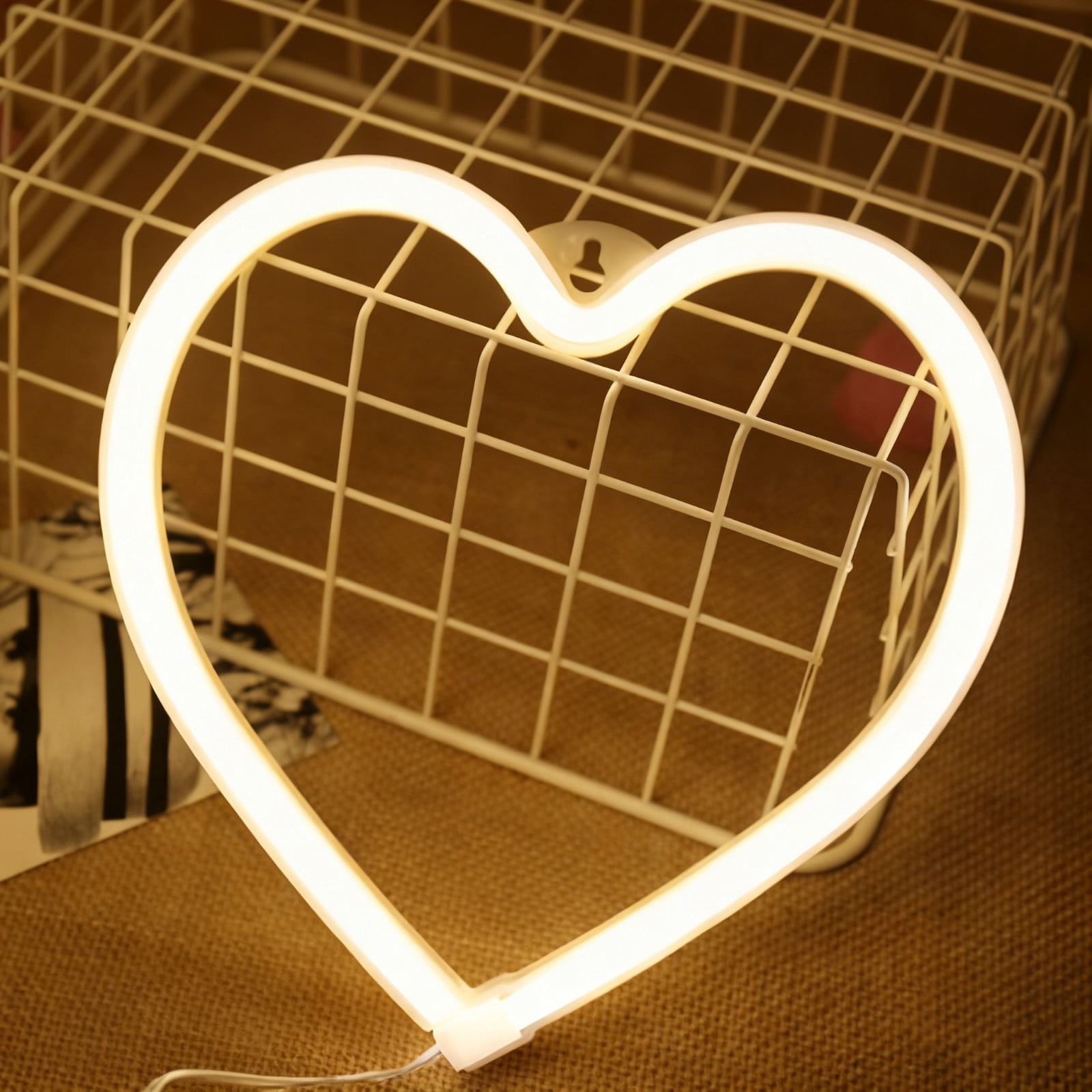 Lumières Led en Forme de Cœur, Décorations pour la Saint-Valentin, Lampe Décorative Usb pour Chambre et Fond Photo, Décoration, Blanc, JKODE