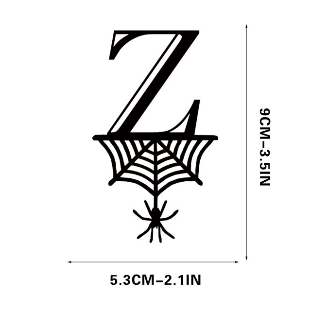 Spider Halloween Decoration Hang Tag Set with 26 Iron Letters 5.3 cm x 9 cm, Black Rope Included