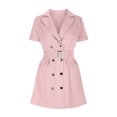 thumbnail image 3 of Gspmoly Robes pour Femmes Grande Taille, Tailleur pour Femmes à Lacets, Col à Revers, Boutons, Robe de Couleur Unie, Robes de Soirée pour Femmes Offres, 3 of 5