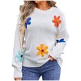 thumbnail image 1 of Timegard Hauts pour Femmes Tricot Manches Longues Col Rond Épaules Tombantes chandail-Over Chandail Automne Décontracté Ample Hauts, 1 of 9