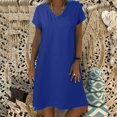 thumbnail image 1 of WILLBEST Robe d'Été Formelle pour Invité de Mariage d'Automne Dresses Robe en Lin pour Femmes Dresses Décontractée Col en V Robe Midi Manches Courtes Robe Ligne A Robe de Plage Sans Accessoires, 1 of 5