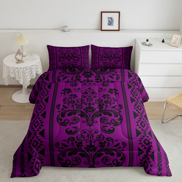 Erosebridal Bohomian Damask Bedding Queen Comforter Set, Aztec Floral Down Comforter, Geometric Decor, Lightweight