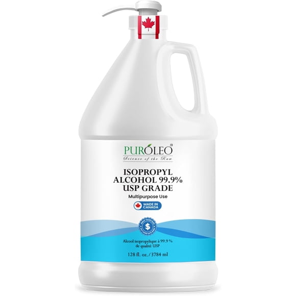 PUROLEO Isopropyl Alcohol 99% USP Grade, 128 Fl Oz / 3784 mL (Pack of 1), High Purity Multipurpose Cleaning Solution, Fast Evaporating, Ideal for Electronics, Surfaces & Technical Use, Made in Canada