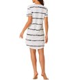 thumbnail image 3 of INSPIRE CHIC Chemise de Nuit pour Femme Col Rond Manches Courtes Nuisette Rayée m Blanc, 3 of 6
