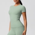 thumbnail image 4 of Yuyuzo Womens Workout Tops Short Sleeve Yoga Running Cropped Basic Tees Crewneck Athletic Tight T Shirts, 4 of 6
