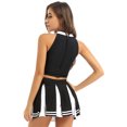thumbnail image 3 of Vxuxlje Tenue d'Uniforme de Pom-Pom Girl pour Femmes Adultes, Haut Court Sans Manches, Mini Jupe Plissée, Noir G, 3 of 7