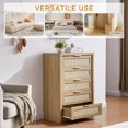 thumbnail image 2 of OAKHAM Commode 5 Tiroirs, Grand Commode en Rotin pour Chambre Salon, Chêne Vieilli, 2 of 7