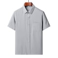 thumbnail image 2 of SROBPTY Haut d'Été pour Homme, Chemises à Manches Courtes pour Hommes, Mode Homme Confortable Uni à Manches Courtes Col Rabattu Régulier Décontracté Gris, G, 2 of 5