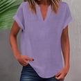 thumbnail image 2 of WEIYLL T-Shirt Women Summer Loose Fit V Neck Curved Hem Flowy Solid Light Purple Tees Sizes XXL, 2 of 5