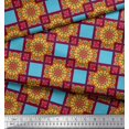 thumbnail image 3 of Soimoi Satin Silk Fabric Check & Mandala Decorative Print Sewing Fabric Yard 42 Inch Wide, 3 of 3