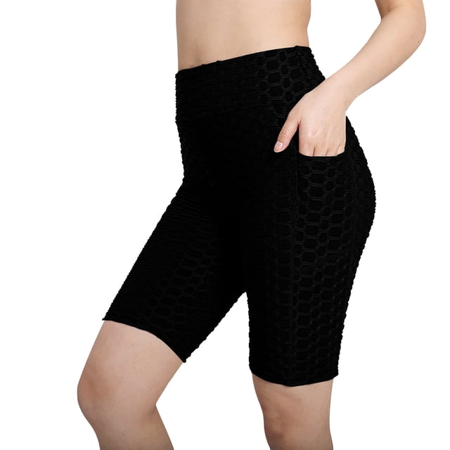 KIHOUT Women's High Waist Workout Shorts Butt Lifting Tummy Control Ruched Booty Running Yoga Shorts with Pockets