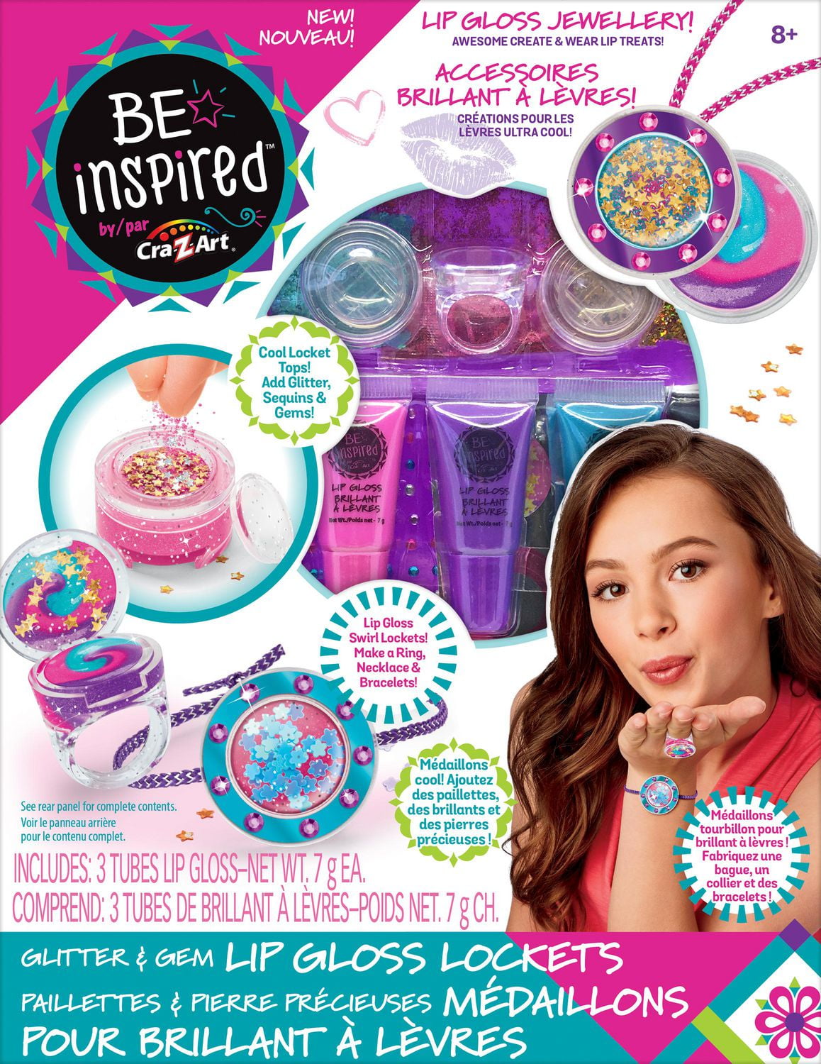 Cra-Z-Art Be Inspired Glitter and Gem Lip Gloss Lockets Wearable