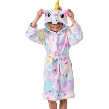 Peignoir à Capuchon Doux pour Enfants Unicorn Peignoir à Capuchon Vêtement de Nuit Cadeaux Unicorn pour Filles
