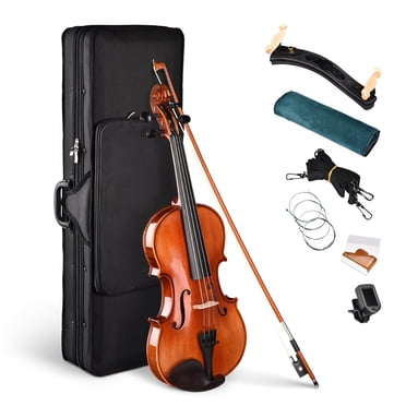 Yescom Ensemble de Violons en Bois Massif 4/4, Violon de Type Fiddle pour Débutant, Format Double, avec Étui et Appui-Épaule à Nœud pour Étudiants et Adultes