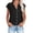 Black, variant on Mrat Linen Shirts for Women V-Neck Button Lapel Cap Sleeve Shirt Tops Casual Beach Trendy Cotton Gauze Blouse Solid Tee S-39 Blue L