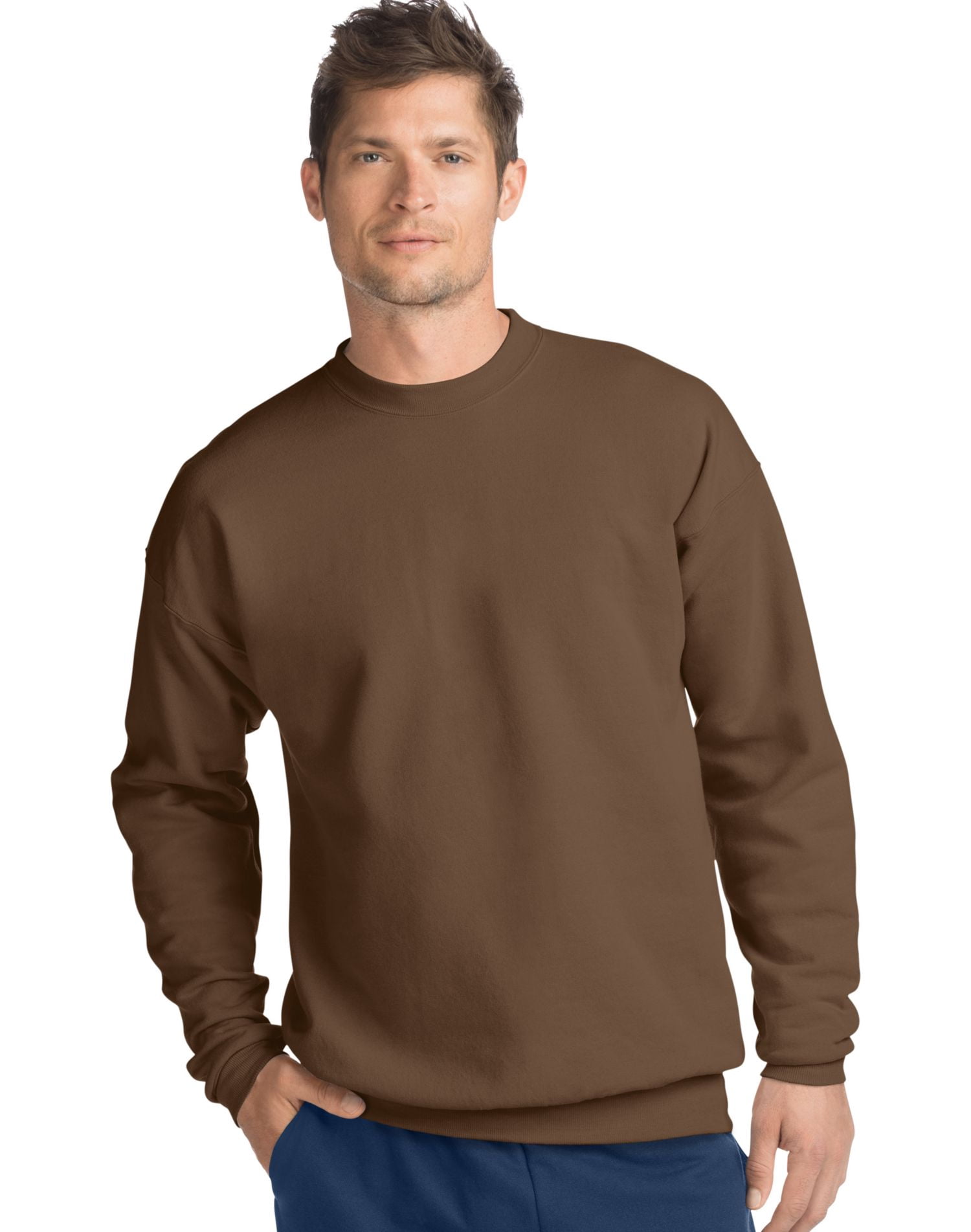 Hanes Mens ComfortBlend EcoSmart Crew Sweatshirt - Best-Seller, M, Army Brown