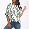 thumbnail image 4 of Pisexur Hauts d'Été pour Femmes Mode Décontractée Manches Courtes Col Rond T-Shirts Confortables Amples Surdimensionnés Imprimé Floral Blouses Hauts Mode T-Shirts Imprimés Graphiques Grande Taille Tops de Sortie S-5TG, 4 of 7