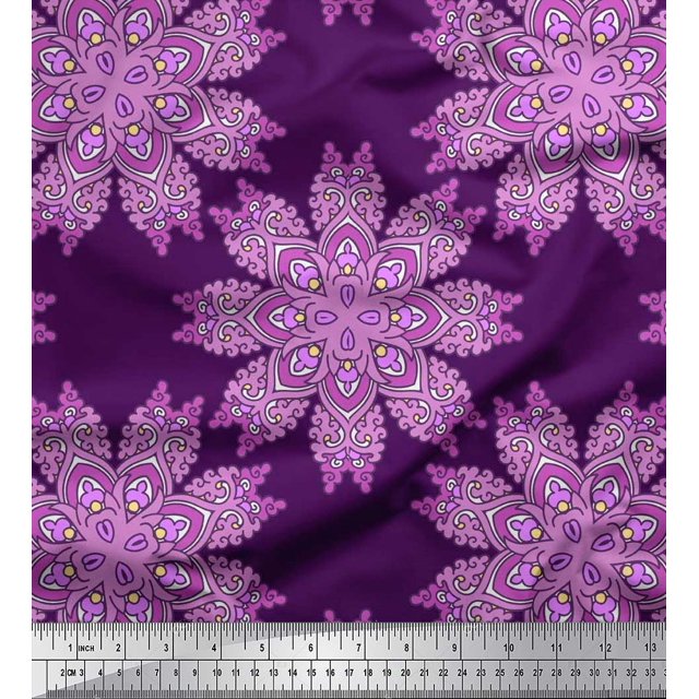 Soimoi Polyester Crepe Fabric Mandala Decorative Decor Fabric Printed Yard 42 Inch Wide