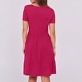 thumbnail image 4 of Ovzne Robes d'Été pour Femmes Robe Unie Robes d'Été Décontractées Sans Manches Pliée à Nouer devant Plissée Mini Robe de Plage Vacances avec Poche Robe d'Été Manches Courtes Transparente, 4 of 6