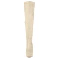 thumbnail image 2 of Unique Bargains Women's Platform Block Heel Over Knee High Boots Beige US 9, 2 of 8