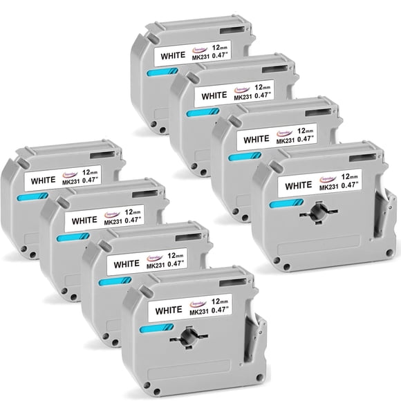 Anycolor 8-Pack M-K231 Label Tape Replacement for Brother P Touch M Tape M-K231s 12mm 0.47 White M231 M-231 MK231 Tape for Brother PT-M95 PT-70BM PT-65 PT-85 Label Maker Black on White