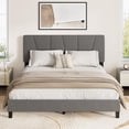 thumbnail image 3 of Queen Linen Upholstered Platform Bed Frame with Adjustable Headboard, Mattress Foundation with Wooden Slat Support, No Box Spring Needed, Easy Assembly, Dark Grey, 3 of 8